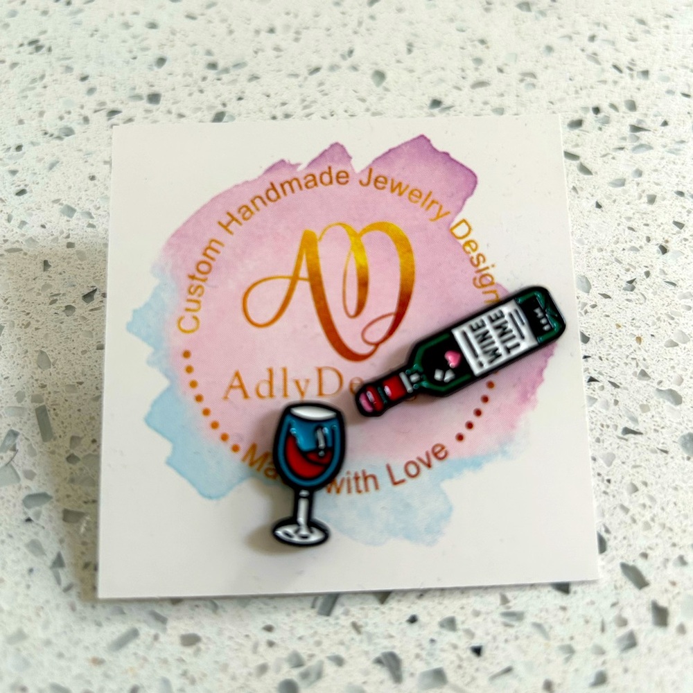 “Wine Time” Enamel Pin - wine bottle & glass